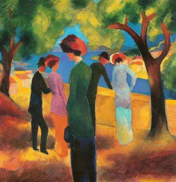 Lady in a Green Jacket by August Macke