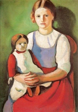 August Macke - Blond Girl with Doll (Blondes Madchen mit Puppe)