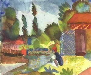 August Macke - Tunis landscape with a sedentary Arabs