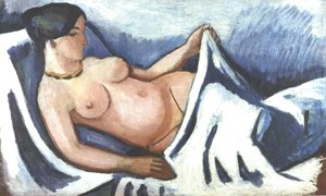 August Macke - Reclining female nude
