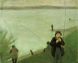 August Macke - Fishing At The Rhine
