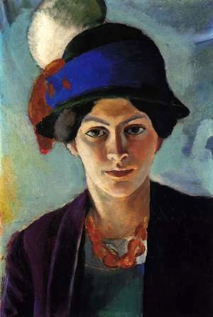 Portrait of the Artist's wife Elisabeth with a Hat (Frau des Kunstlers mit Hut)  1909