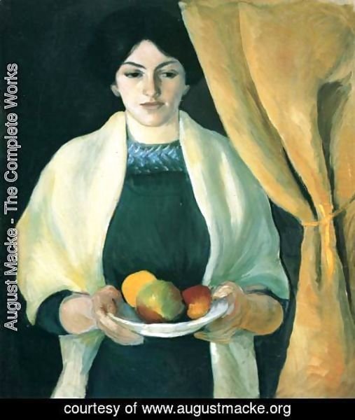 August Macke - Portrait with Apples- Wife of the Artist  1909