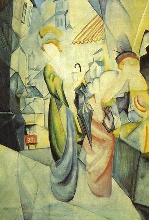 August Macke - Bright Women in front of the Hat Shop (Helle Frauen vor dem Hutladen)  1913