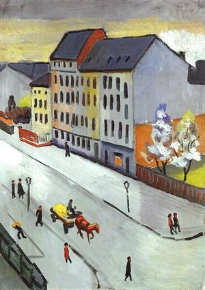 August Macke - Our Street in Gray (Unsere Strasse in Grau)  1911