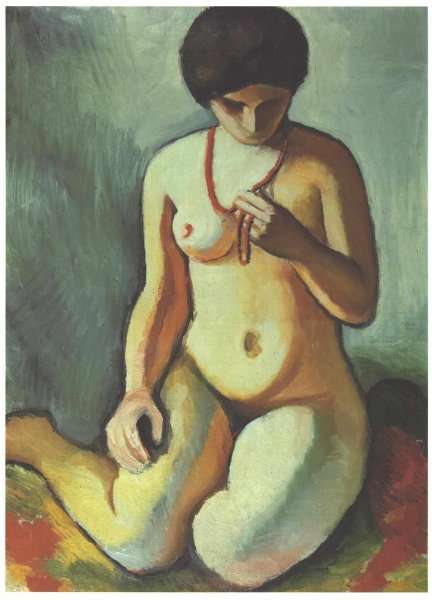 Nude with Coral Necklace (Akt mit Korallenkette)  1910 by August Macke