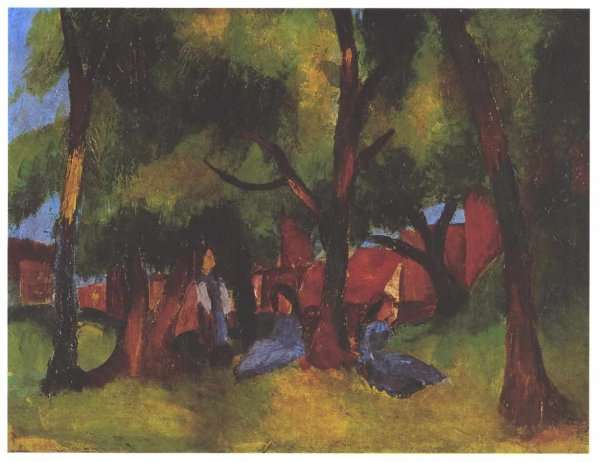 Children under Trees in Sun by August Macke