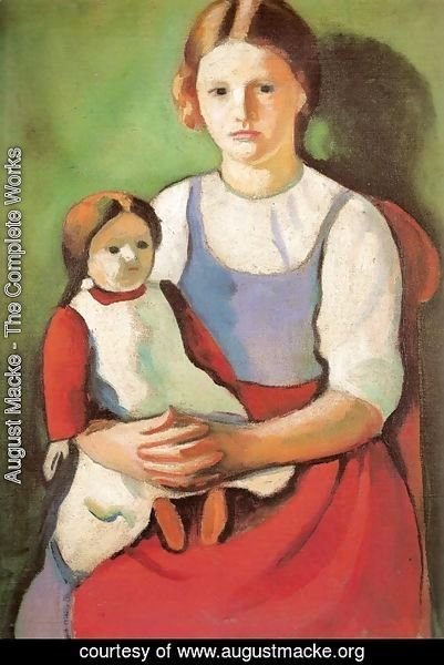 August Macke - Blond Girl with Doll (Blondes Madchen mit Puppe)