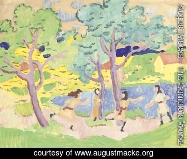 August Macke - Spielende Kinder unter Baumen