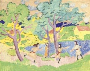 August Macke - Spielende Kinder unter Baumen