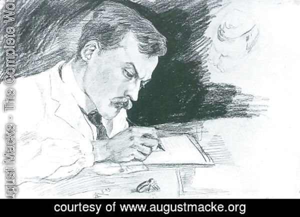 August Macke - Portrait of Dr. Ludwig Deubner, writing