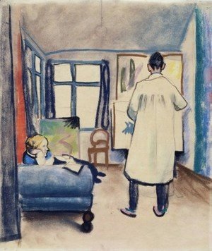 August Macke - Franz Marc and Maria in the studio