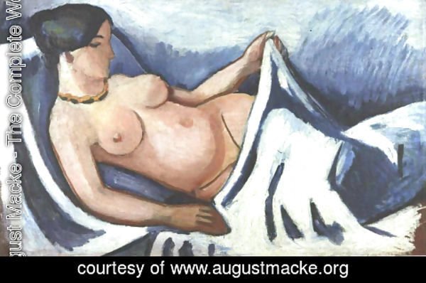August Macke - Reclining female nude