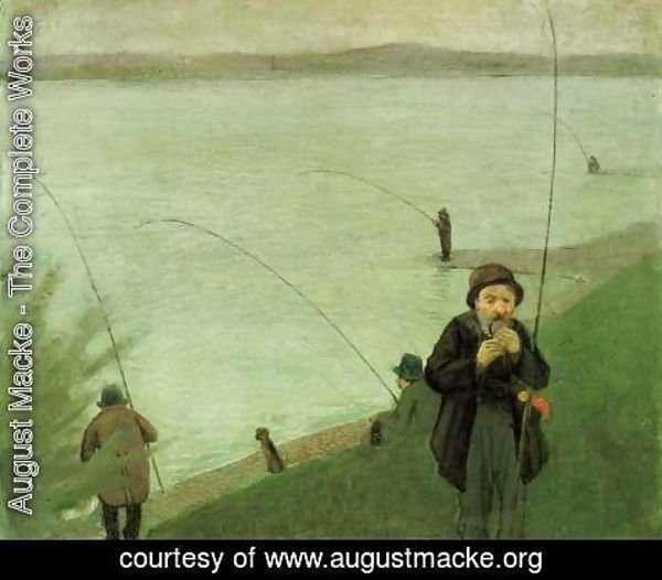 August Macke - Fishing At The Rhine