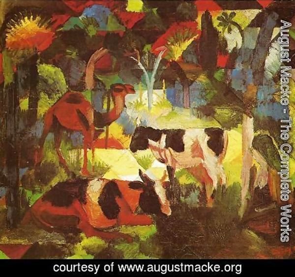 August Macke - Landscape With Cows And Camel