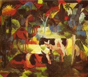 August Macke - Landscape With Cows And Camel