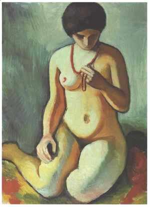 August Macke - Nude with Coral Necklace (Akt mit Korallenkette)  1910