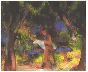 Man Reading in a Park (Lesender Mann im Park)  1914